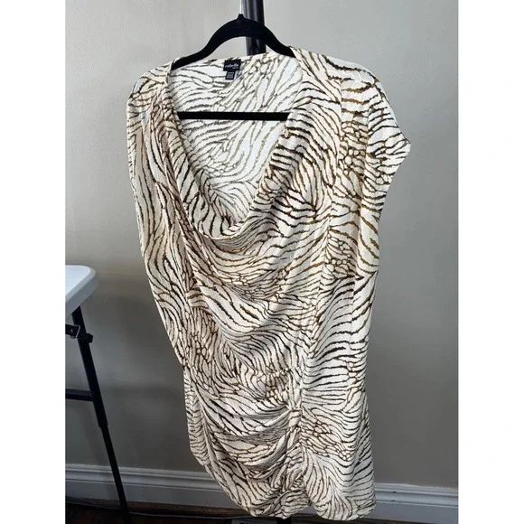 Rafaella Womens Textured Beige Top Size X-Large Cowl Neck Sleeveless Stretch - Picture 2 of 10